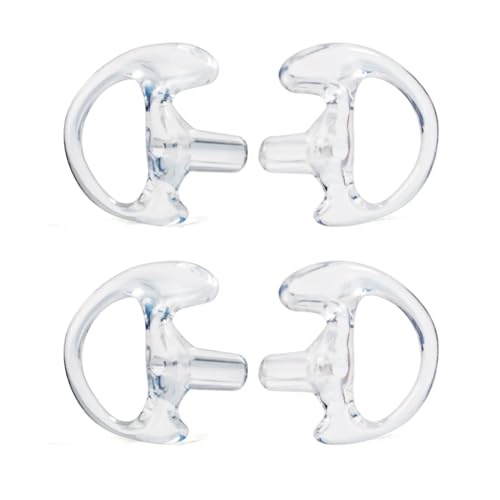 Replacement Earmold for Acoustic Coil Tube Headset(Clear 2 Pairs) | Silicone Ear Insert for Motorola Midland Baofeng Walkie Talkie Surveillance Earpiece - color: clear