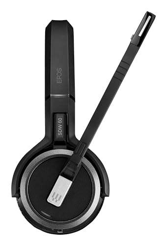 Sennheiser SDW 5063 (506588) - Double-Sided (Binaural) Wireless DECT Headset for PC/Softphone Connection Dual Microphone Ultra Noise Cancelling, Black