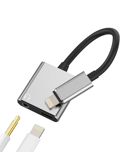 IPhone AUX Adapter(2 in 1)Lightning to 3.5mm Jack Headphone Cable Splitter Dongle Charger Cord MFI Certified Audio Adaptador Earbud Charging Converter for 14 13 12 11 Pro Max X Xr Xs 7 8 Plus