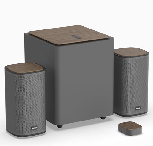 KEiiD 2.1 Bluetooth Computer Speakers with Wireless Subwoofer and Wireless Touchpad for Desktop Laptop Pc Stereo Gaming Speakers, 4 EQ Modes, Aesthetic Style with Great Sound Quality