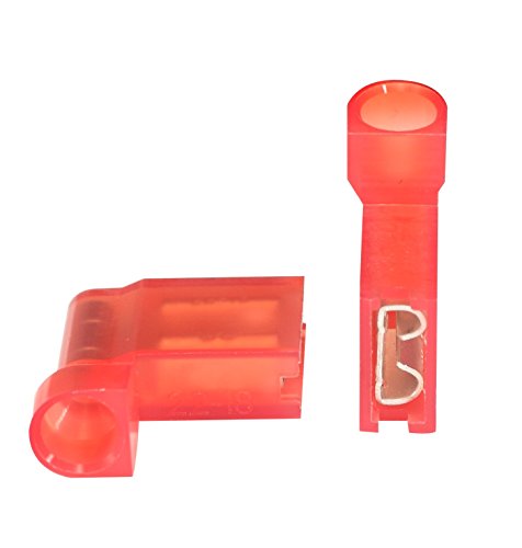 XHF 90 Degree 22-18 AWG Flag Shaped Right Angle Spade Connectors Terminals Nylon Fully Insulated Quick Crimp Wire Connectors 100 Pcs Red - size: Red 100PCS