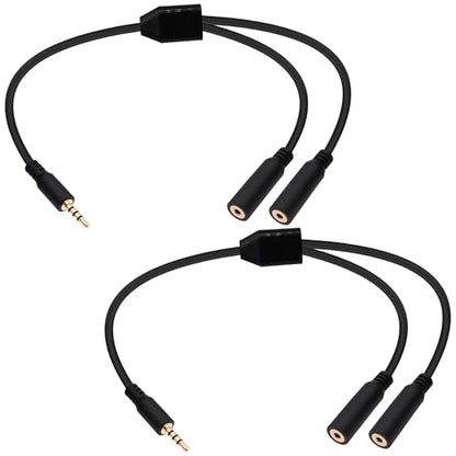 2.5mm TRRS Splitter Audio Y Cable Adapter 30cm | 2.5mm Stereo 1 Male to 2 Female,Headphone Micphone Extension Cord,2pcs