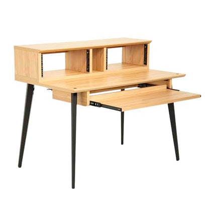 Gator Frameworks Elite Series Studio Desk Workstation with (8U) Adjustable Rack Shelves and Sliding Keyboard Tray; Natural Maple Finish (GFW-ELITEDESK-MPL) - color: Natural Maple, style: Main Desk