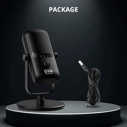 GVM USB-C Condenser Microphone for Podcast & Streaming, Plug & Play PC Mic with Gain Control, Mute Function & Metal Stand for YouTube, Voice Over, Online Meetings