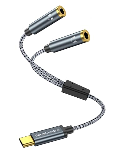 CableCreation USB C to Dual 3.5mm Female Headphone Splitter Adapter 1FT