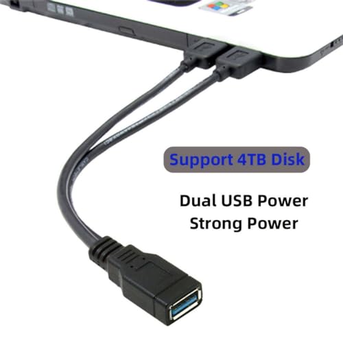 chenyang USB 3.0 Splitter Y Cable USB 1 Female to 2 Male Extra Power Data Extension Cable for 2.5" Mobile Hard Disk - color: USB 1 Female to 2 Male