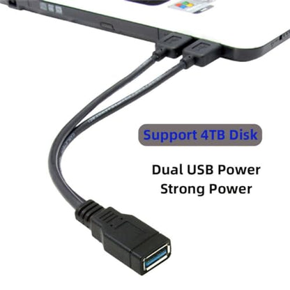 chenyang USB 3.0 Splitter Y Cable USB 1 Female to 2 Male Extra Power Data Extension Cable for 2.5" Mobile Hard Disk - color: USB 1 Female to 2 Male