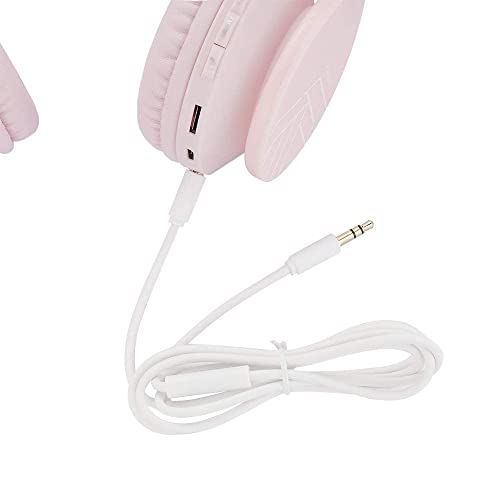 PowerLocus Bluetooth Headphones for Kids, Wireless Foldable Headphones Over Ear, Headphone with Microphone, 85DB Volume Limit, Wireless and Wired Headset with Micro SD, FM for Cellphones, Tablets, PC - color: Pink
