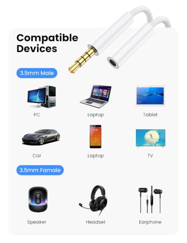 Fidioto [2-Pack, 10 Ft Hi-Fi] Headphone Extension Cable, 3.5mm Audio Male to Female Aux Adapter Suitable for Headphones, iPhone, iPad, Smartphones, Tablets, etc. (White) - size: 3M