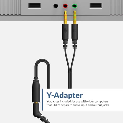 Cyber Acoustics AC-204 Stereo Headset with Ambidextrous Boom Mic | Great for VoIP and Gaming, Leatherette Earpads, Includes Y-Adapter, PC and Mac Compatible - style: Stereo Headset
