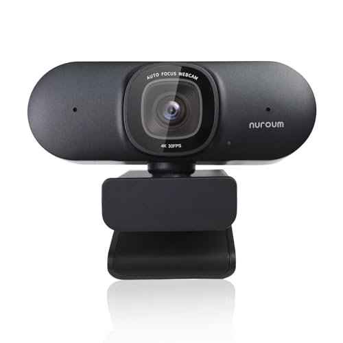 NUROUM V32AF 4K Webcam for PC, Adjustable FOV, Premium CMOS, Autofocus Auto-Framing, Noise Canceling Microphones, USB Plug&Play Web Camera for Desktop/Laptop/Mac, Video Calls w/Zoom/Teams/Google Meet - color: V32AF-Black
