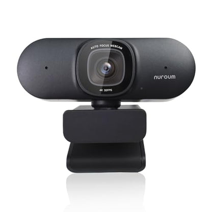 NUROUM V32AF 4K Webcam for PC, Adjustable FOV, Premium CMOS, Autofocus Auto-Framing, Noise Canceling Microphones, USB Plug&Play Web Camera for Desktop/Laptop/Mac, Video Calls w/Zoom/Teams/Google Meet - color: V32AF-Black