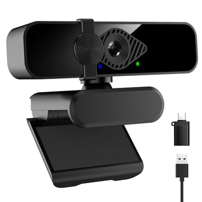 2K Ultra HD Webcam, Computer Camera for PC Monitor Laptop Desktop - External Web Cameras with Microphone, USB C Adapter, Privacy Cover for Video Conferencing, Streaming & Online Learning - style: 2K Webcam + USB C Adapter