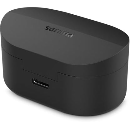 PHILIPS TAT1108 Wireless Earbuds,True Wireless Headphones,Powerful Bass with 6 mm Driver,Clear Call with AI Mic,15-Hour Battery Life,Bluetooth v5.3,IPX4 Rating,Ergonomic Design for Comfort,Black - size: With tips, style: T1108|Slim design