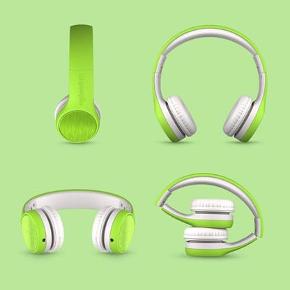 LilGadgets Connect+ Style On-Ear Kids Headphones with Microphone - SharePort Technology, SoftTouch Padding, Detachable Cable, Volume Limiting, Durable & Adjustable - Green - color: Green