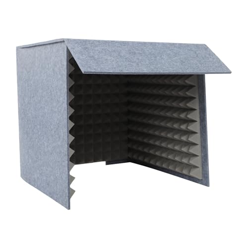 Desktop Soundproof Cover, 23.62 Inch Portable Vocal Recording Booth, Tabletop Microphone Isolation Shield with Sound Absorbing Foam for Home Studio Podcast