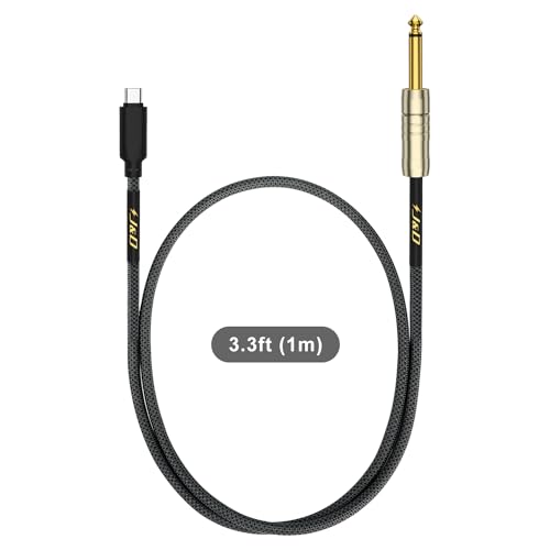 J&D USB C to 6.35 mm 1/4 inch TS Guitar Audio Cable, Audio Recording, Bass, Electronic Piano Microphone Cord Compatible with iPhone 16/17 Series, Galaxy S24/S25, 3.3 Feet - size: 3.3 Feet