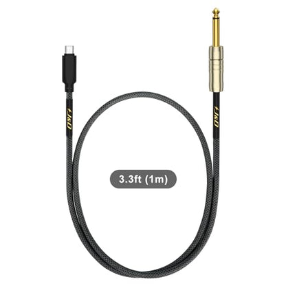 J&D USB C to 6.35 mm 1/4 inch TS Guitar Audio Cable, Audio Recording, Bass, Electronic Piano Microphone Cord Compatible with iPhone 16/17 Series, Galaxy S24/S25, 3.3 Feet - size: 3.3 Feet