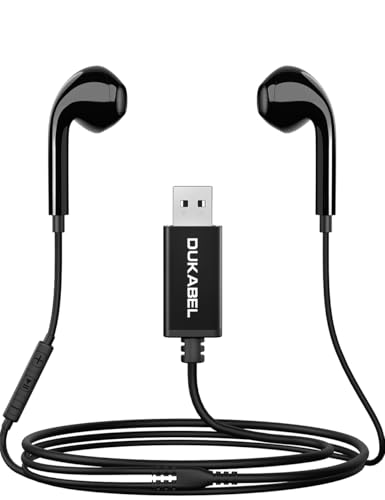 DUKABEL USB Wired Earbuds, PC Headphone with Mic for PC/ PS4/ PS5-6Feet | Mic built-in, In-ear Earphone, Volume Control, Mute Function Supported, for Office Live Broadcast Gaming