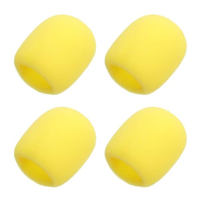 MECCANIXITY 4pcs Microphone Foam Covers, 40mm (1.57") ID 10mm (0.39") Thickness Microphone Windscreen Foam Cover for Most Handheld Microphones, Yellow - color: Yellow
