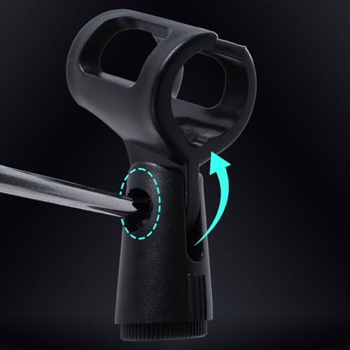 4Pcs Microphone Clip Rubber Flexible Mic Holder | Handheld Wireless, Adjustable Angle, Inner Diameter Range 30-50mm - style: Black, Square