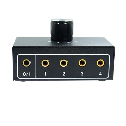 Power No Noise 1/8" 1 in 4 Out or 4 in 1 Out Audio selector 3.5 mm TRS Stereo 4 Way Channel Splitter switcher Box Switching Mini Jack No External - size: 4way-3.5mm