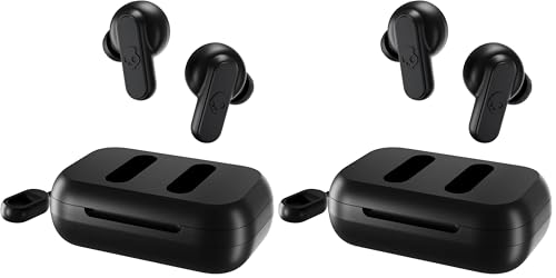 Skullcandy Dime 2 Wireless Earbuds,Bluetooth Headphones,Noise Isolating Fit,Up to 12 Hours Battery,Microphone for iPhone Android,Easy Carry with Integrated Lanyard - True Black,(Pack of 2) - color: True Black, size: One (Pack of 2)