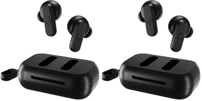 Skullcandy Dime 2 Wireless Earbuds,Bluetooth Headphones,Noise Isolating Fit,Up to 12 Hours Battery,Microphone for iPhone Android,Easy Carry with Integrated Lanyard - True Black,(Pack of 2) - color: True Black, size: One (Pack of 2)