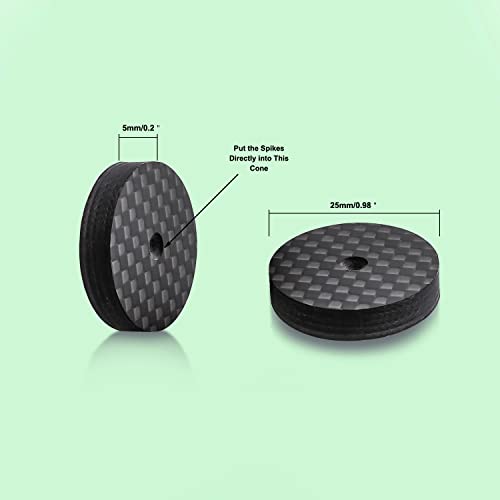 Audiocrast Hi-end Speaker Isolation Stand Feet Pads 25x5mm 4X Carbon Fiber HiFi Speaker Shock Absorber Vibration Dampener Spike Floor Protector for Audio Turntable Subwoofer Amplifier CD DVD AMP - size: 25x5MM