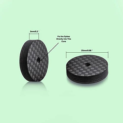 Audiocrast Hi-end Speaker Isolation Stand Feet Pads 25x5mm 4X Carbon Fiber HiFi Speaker Shock Absorber Vibration Dampener Spike Floor Protector for Audio Turntable Subwoofer Amplifier CD DVD AMP - size: 25x5MM