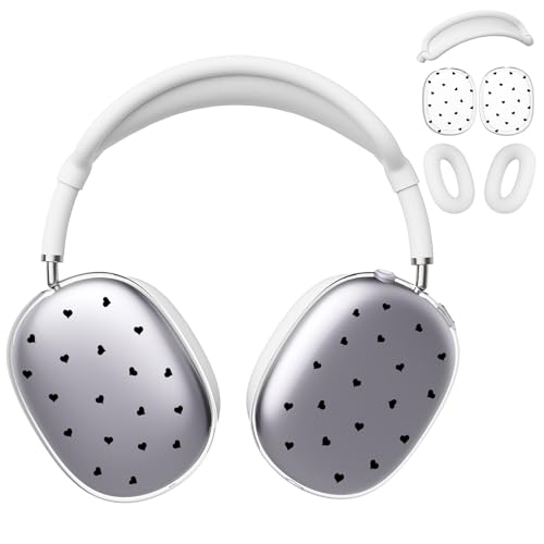 for AirPods Max Headphones Love Heart Ear Covers for AirPods Max 2 | Cute Clear Ear Cups Cover | White Silicone Ear Pad Case Headband Cover for Apple AirPods Max 2/1 (2026/2024/2020) - color: Heart E/White
