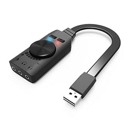 7.1 Channel USB Sound Card Converter Adapter External Volume Adjustable for Game Headphone (D 20 * 7 * 3cm)