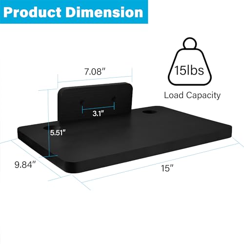 BAMTALK Floating Wall Mounted AV TV Shelf, Wooden DVD DVR Mount Component Shelves for Players, Projector, PS4, Xbox, Game Console, Cable Boxes, Games Consoles, TV Accessories