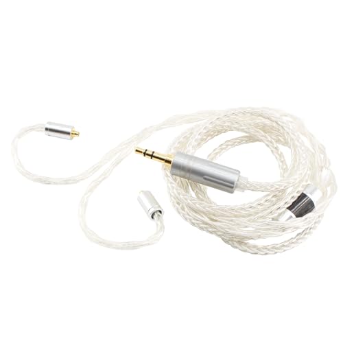 Youkamoo MMCX IEM Cable 3.5mm Silver Plated Copper Earphone Upgrade Cord Compatible with Shure SE215 SE425 UE900 Moondrop Aria Tin T2 T3 BGVP 1.2m 4ft - color: Silver