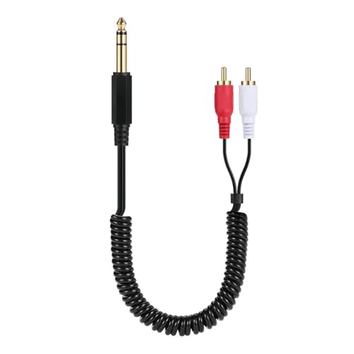 6.35mm Male to 2 RCA Stereo Audio Cable 2.6FT for Mixer Amp Speaker | 6.35mm 1/4 Inch TRS Male to 2 RCA Male Y Splitter Adapter Cord, 0.8M Stereo Audio Cable for Guitar, Amplifier, Home Theate
