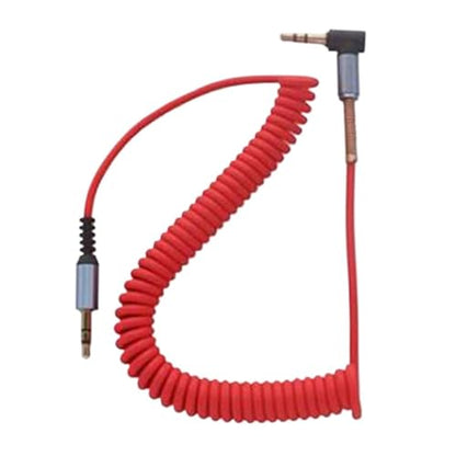 Spiral Durable Strong 3.5mm Jack to Jack Audio Headphone Optional Color Aux Coiled Auxiliary Cable(Red) - color: Red