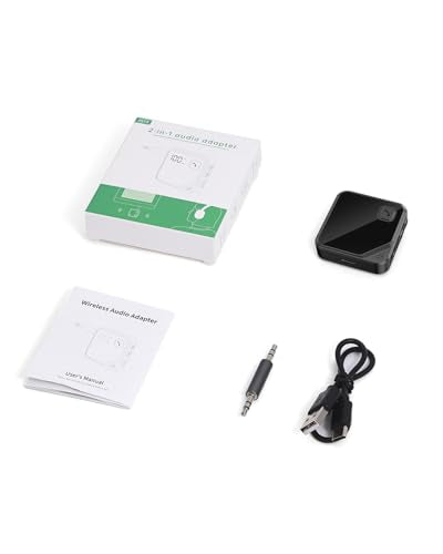 Upgrade Bluetooth 5.4 Car Adapter with 16-Hour Battery, 2-in-1 Hi-Fi Stereo Wireless Transmitter/Receiver for Car, Home Stereo, Headphones, Hands-Free Calling
