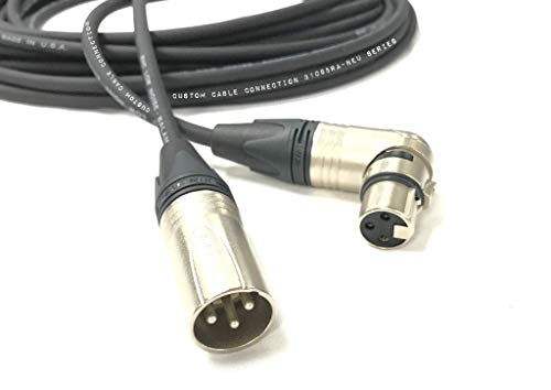 Custom Cable Connection 6 Foot Pro-Audio XLR Balanced Microphone Cable with Neutrik NC3FRX Right Angle Female and Neutrix NC3MXX Male XLR Connectors - size: 6 Foot