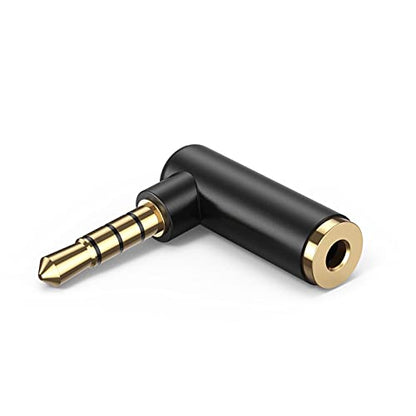 CableCreation 3.5mm Audio Adapter, 1/8 TRRS Stereo Headphone Connector | Angle Male to Female Compatible with Headset, Tablets, MP3 Players,Game Controller,Speakers,Black - size: 1-Pack, style: Angle Adapter