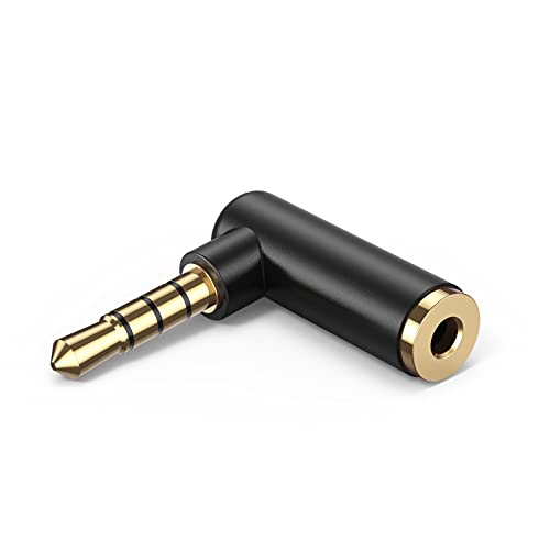 CableCreation Angle 3.5mm Audio Adapter, 1/8 TRRS Stereo Headphone Connector Male to Female Compatible with Headset, Tablets, MP3 Players,Game Controller,Speakers,Black (Pack of 2) - size: 2-Pack, style: Angle Adapter