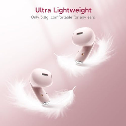 MINISO True Wireless Earbuds with Charging Case, Bluetooth 6.0 Ear Buds | In Ear Headset, HiFi Stereo, 50 H Playback Earphones with ENC Mic, Hands-Free Clear Calls for TV Smart Phone Laptop Sports - color: Pink