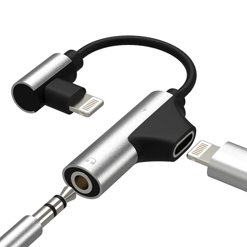 for iPhone Aux Adapter for 14 13 Pro Max Lightning to 3.5mm Headphone Jack (2in1) for Apple Mfi Certified Audio Charger Dual Accessories Charging Dongle Stereo Earphone Power Cable Tablet Converter