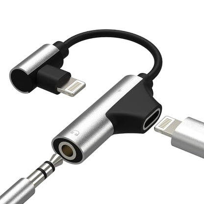 for iPhone Aux Adapter for 14 13 Pro Max Lightning to 3.5mm Headphone Jack (2in1) for Apple Mfi Certified Audio Charger Dual Accessories Charging Dongle Stereo Earphone Power Cable Tablet Converter