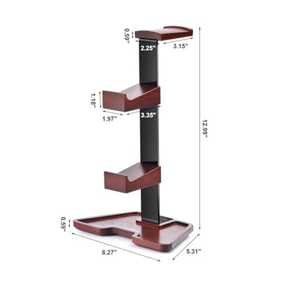Walnut Headphone Stand, Wooden Headset Stand for Desk with Storage Base, American Black Walnut Wood Headphone Holder for Airpods Max, Bose, Razer, Sennheiser