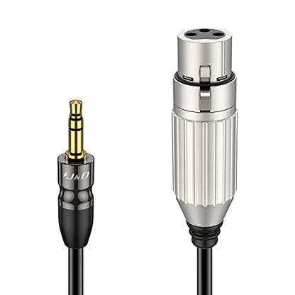 J&D XLR Female to 3.5mm TRS Male Balanced Mic Cable, 9 ft | 24K Gold-Plated Plugs and Copper Shell XLR to 3.5mm TRS Balanced Mic Cable for DSLR Cameras, Sound Cards and Mixers - size: 9 Feet