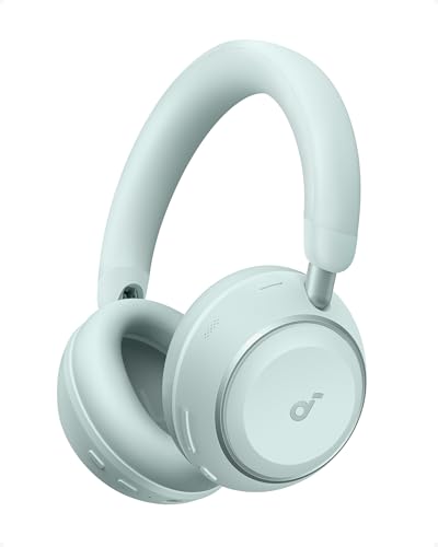 Soundcore Anker Space 2 Bluetooth 6.1 Over-Ear Headphones, Travel-Ready | Active Noise Cancelling, 50H Playtime, LDAC Hi-Res, Dual Connection, Clear Calls, Nap Mode, Wearing Detection, Fast Charging - color: Seafoam Green