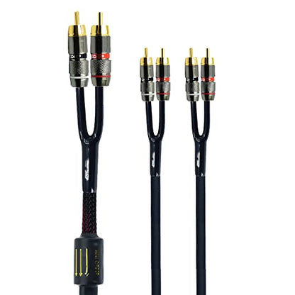 Arklove 15ft Shielded RCA Plug Splitter Stereo Audio Video Cable 2 Male to 4 Male Dual Speaker Y Adapter Connector Extension Cord 24k Gold Plated 1 Input 2 Output - size: 15ft, style: 2male to 4male