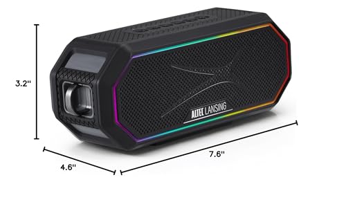 Altec Lansing Magnetic Bluetooth Speaker HYDRAJOLT 2.0, Waterproof IP67, 12W Output Power, 16H Battery, Multicolor LED, 100ft Wireless Range, Voice Assistant, USB-C Quick Charge - color: Black