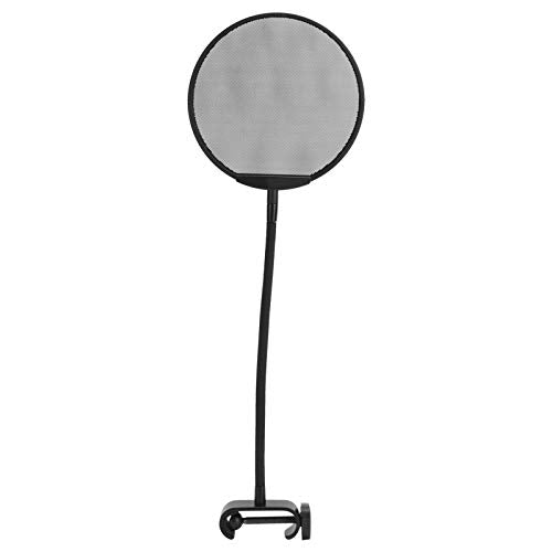 Microphone Filter, Microphone Wind Screen, Adjustable 5 Microphone Filter, Gooseneck Clip Steel Mic Mesh (All Black)