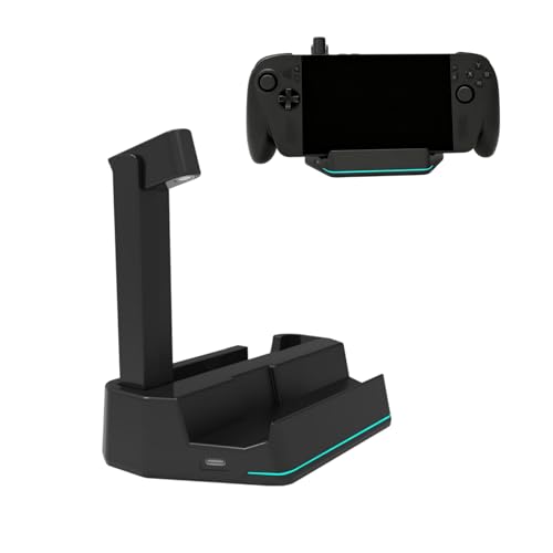 Charging Dock Compatible with ROG for Xbox Ally X, Charger Base with Detachable Headset Stand and LED Ambient Light, Type-C Input Port for Desktop Gaming Storage & Charging